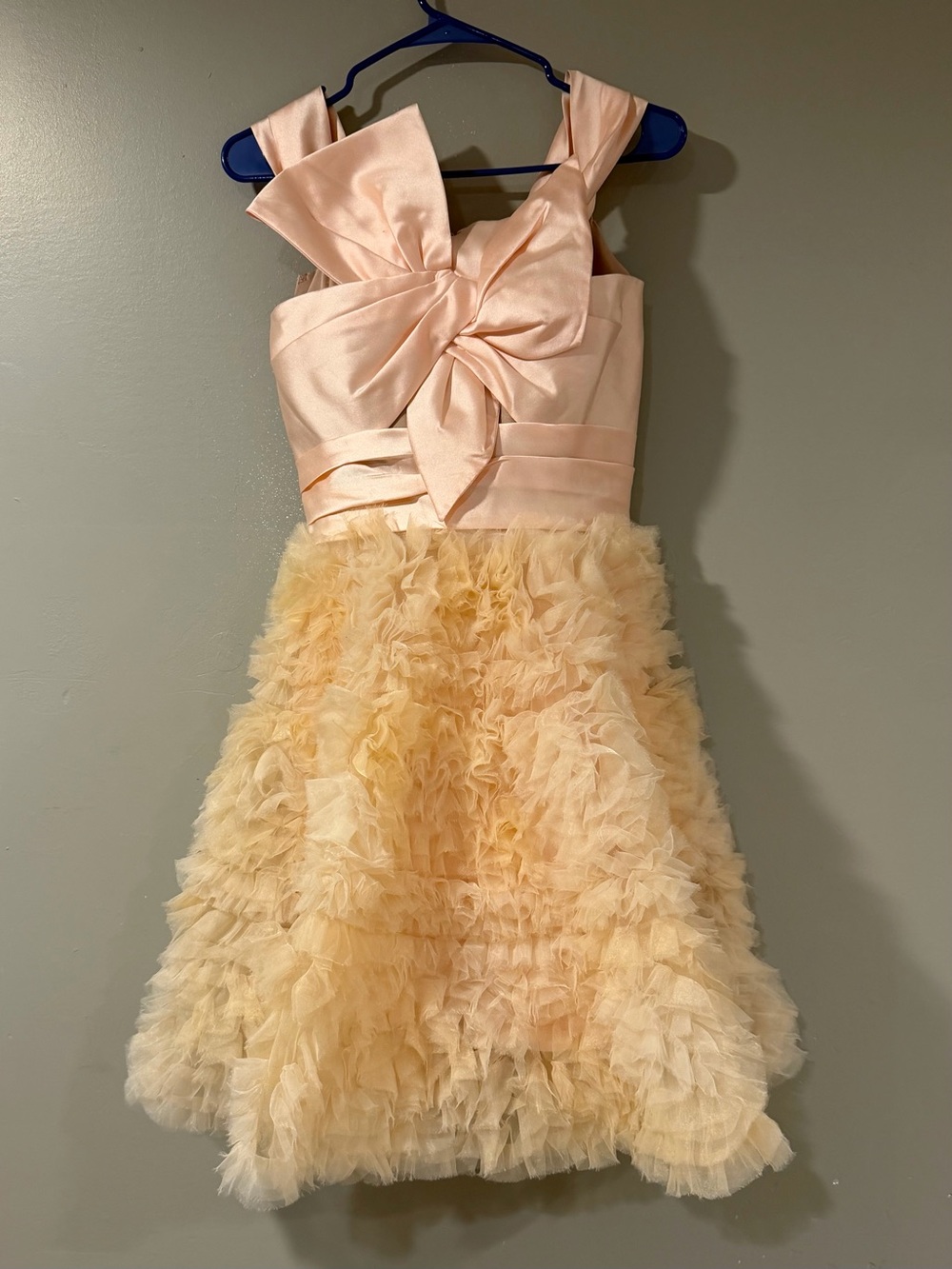 dressbarn Peach Top Cream Ruffled Tulle Girls Formal Dress